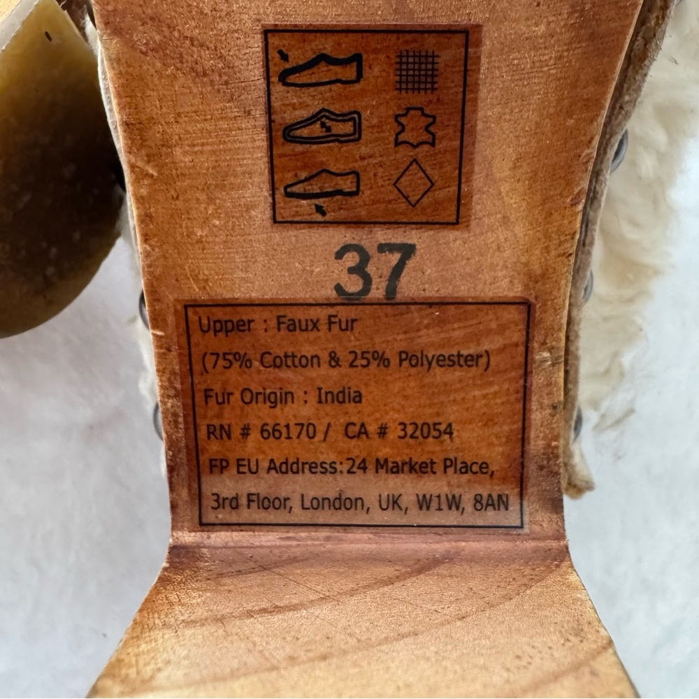 Free People Cream Sherpa Clogs with Wood Heel - Picture 13 of 13